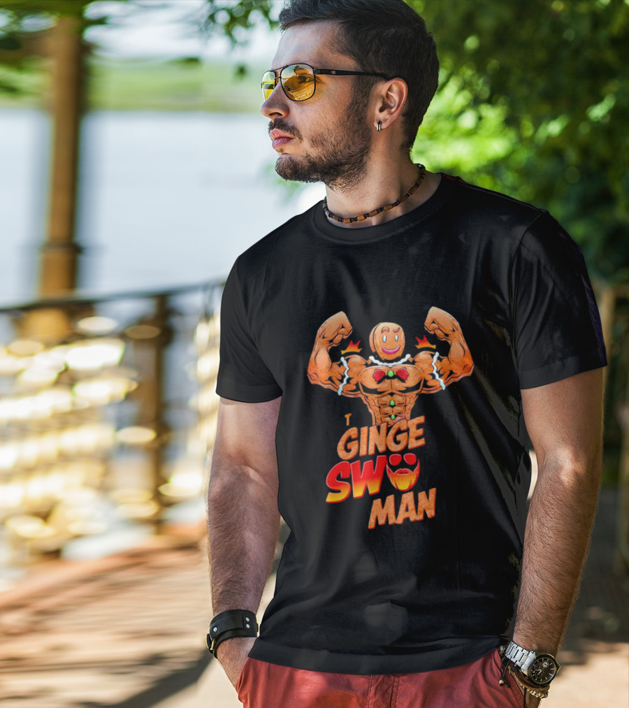 Ginger Swole Man Christmas Bodybuilding Gingerbread T-Shirt