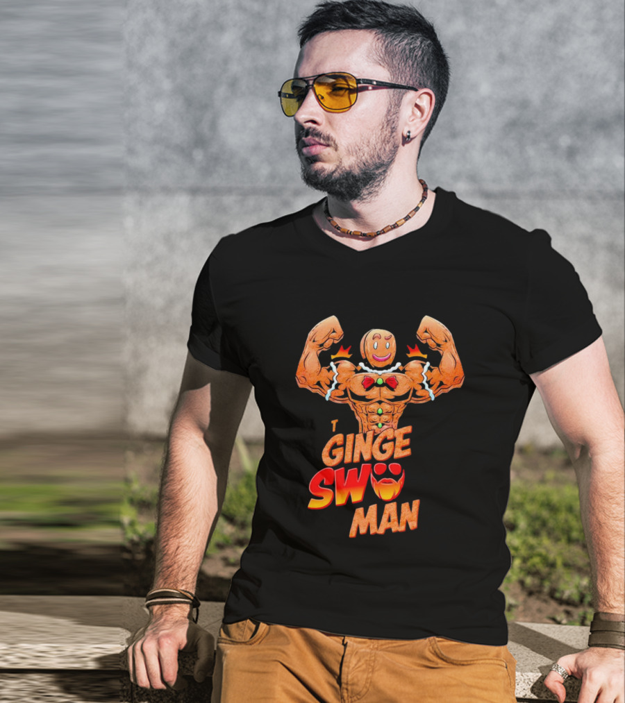 Ginger Swole Man Christmas Bodybuilding Gingerbread T-Shirt