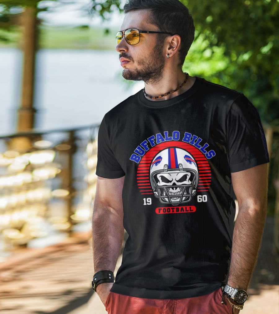 Buffalo Bills 1960 Skull Helmet Football T-Shirt