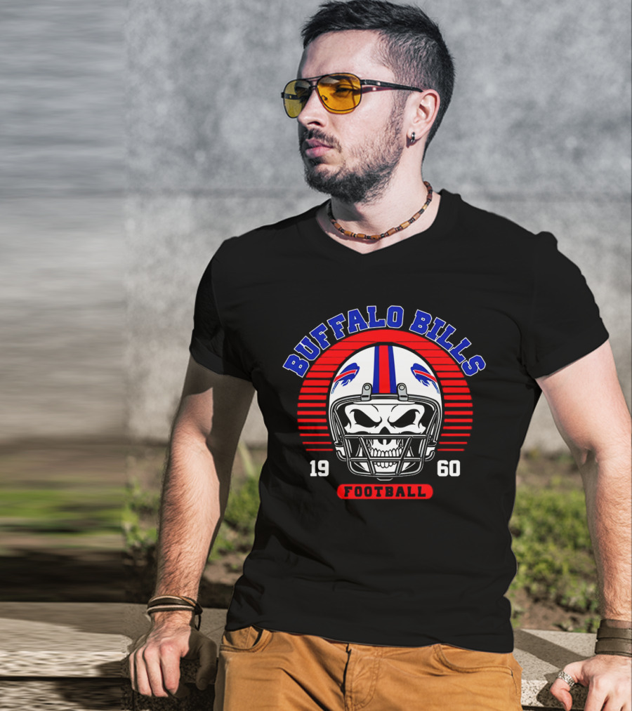 Buffalo Bills 1960 Skull Helmet Football T-Shirt