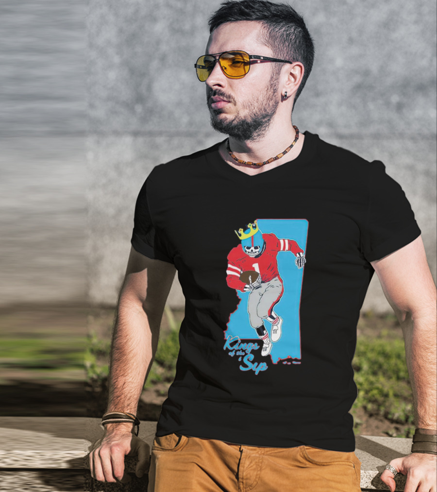 Kings Of The Sip Ole Miss Skeleton Football King T-Shirt