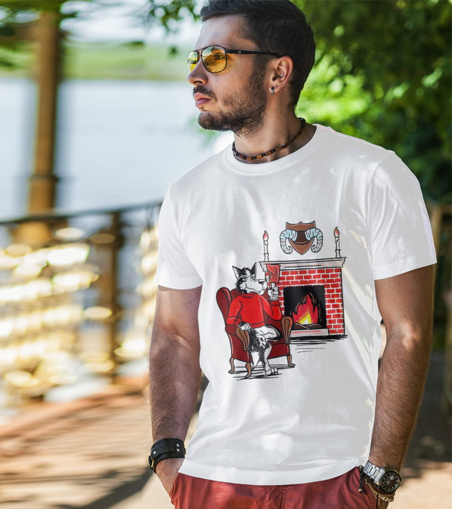 NC State Wolfpack Cozy Fireplace Christmas Scene Sweater Wolf T-Shirt