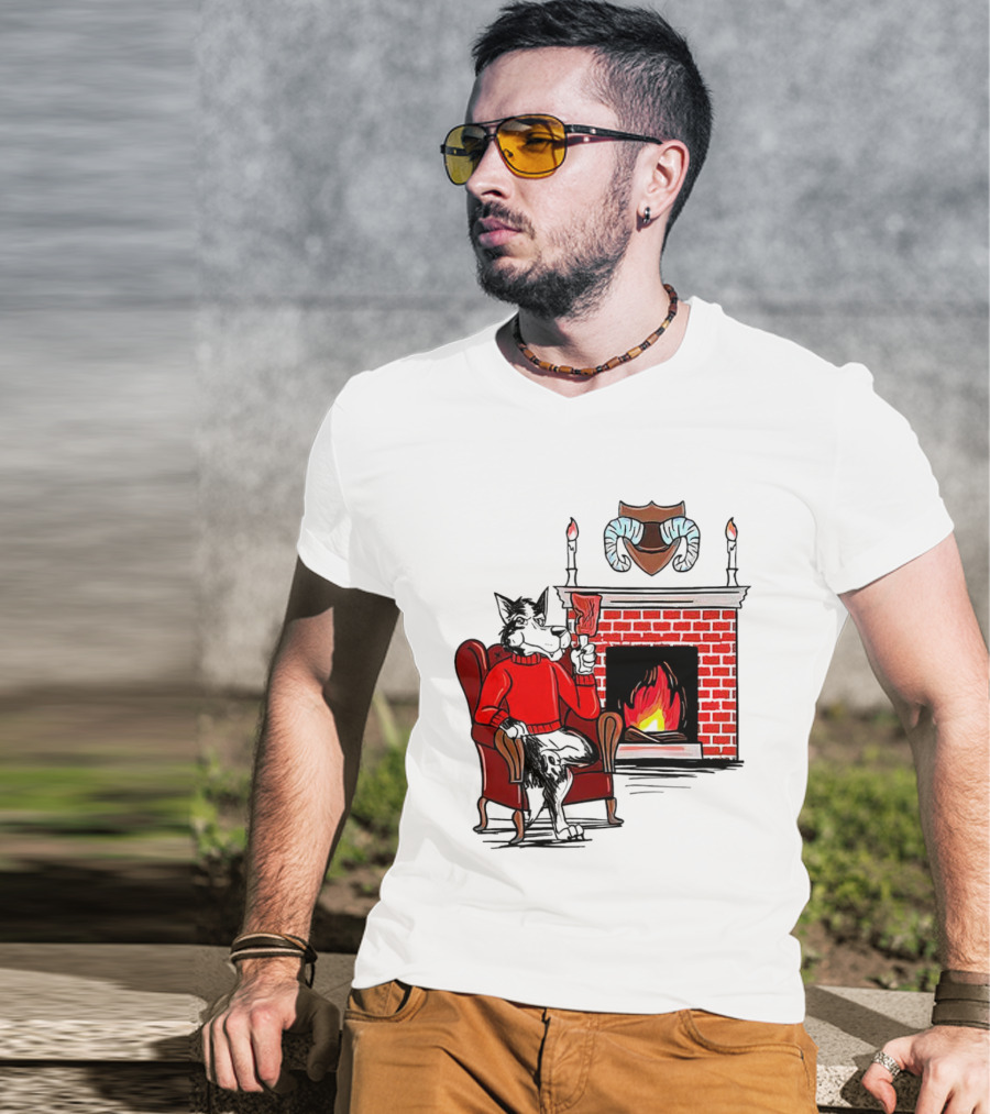 NC State Wolfpack Cozy Fireplace Christmas Scene Sweater Wolf T-Shirt