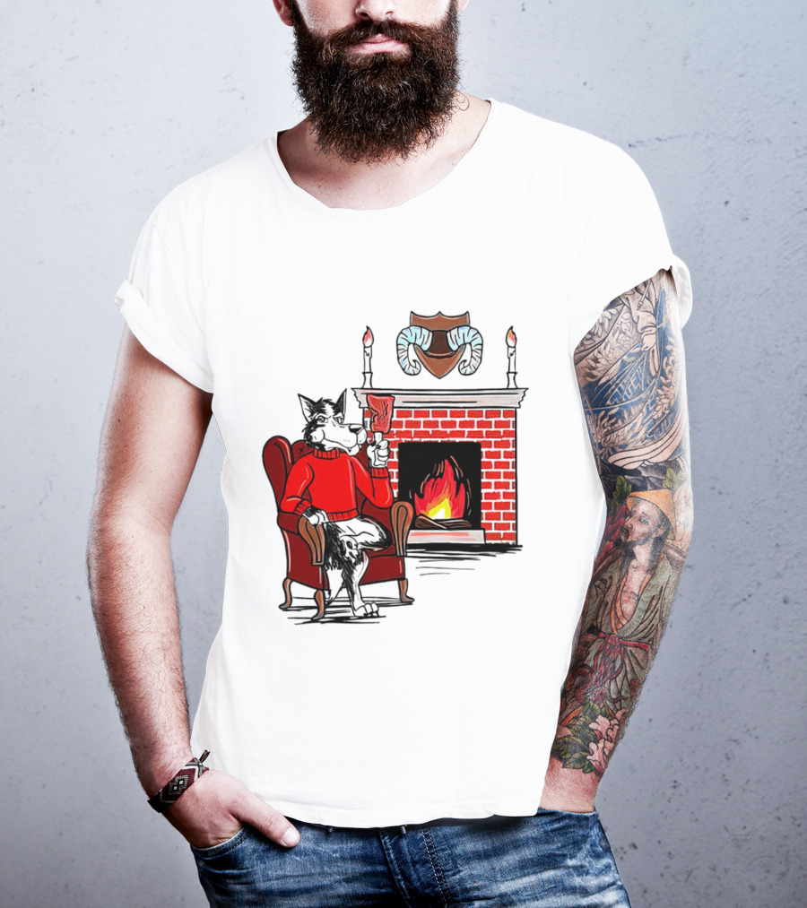 NC State Wolfpack Cozy Fireplace Christmas Scene Sweater Wolf T-Shirt