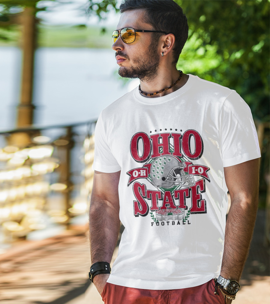 Ohio State Buckeyes Football Helmet Stadium Vintage T-Shirt