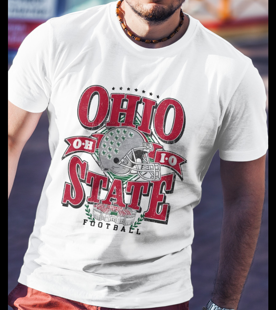 Ohio State Buckeyes Football Helmet Stadium Vintage T-Shirt