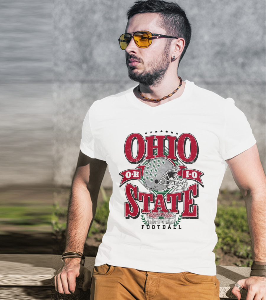 Ohio State Buckeyes Football Helmet Stadium Vintage T-Shirt