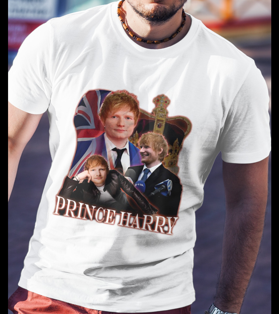 Prince Harry Ed Sheeran Union Jack Crown T-Shirt