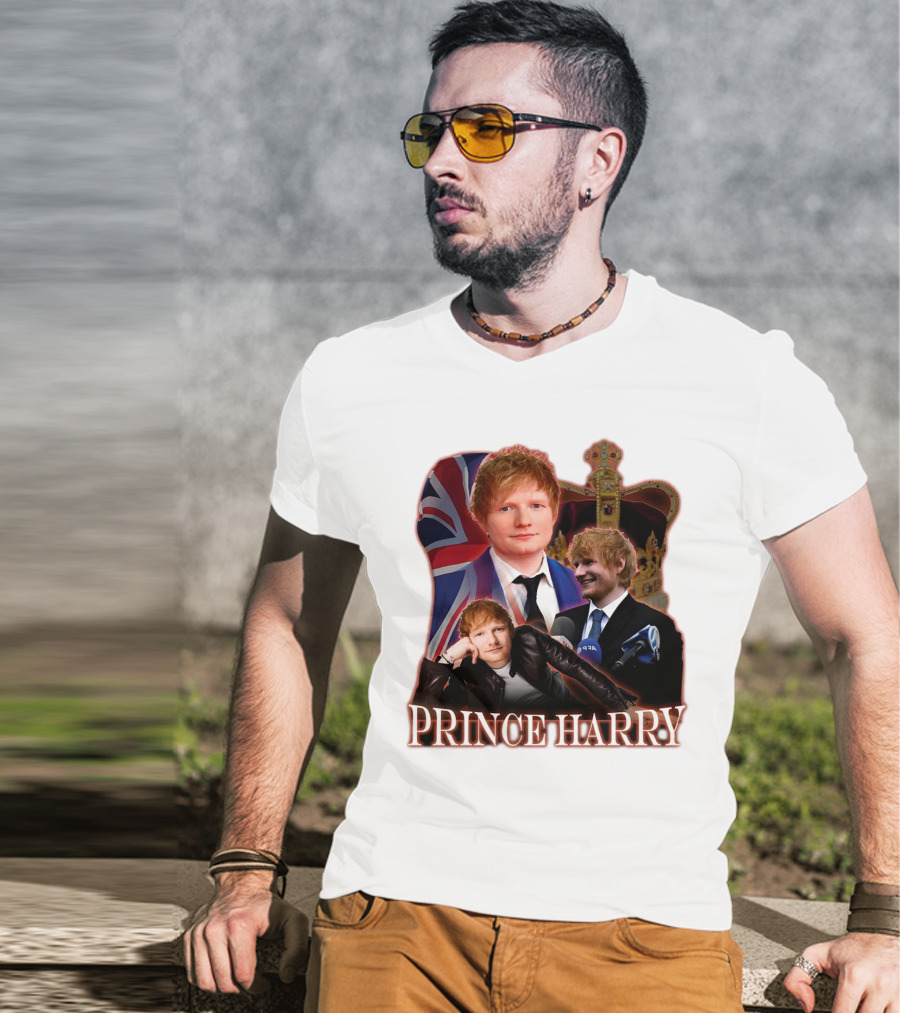 Prince Harry Ed Sheeran Union Jack Crown T-Shirt