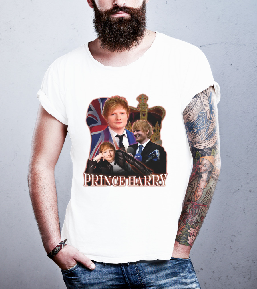 Prince Harry Ed Sheeran Union Jack Crown T-Shirt