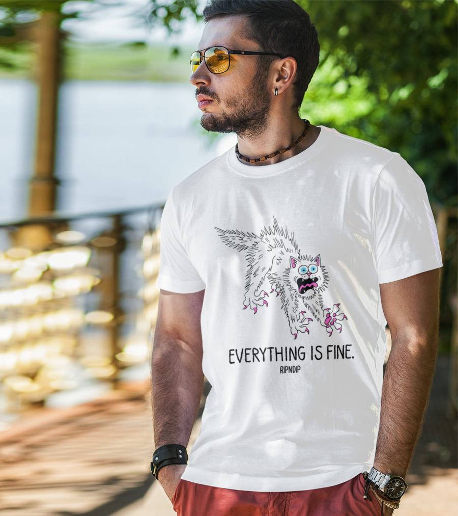 Ripndip Scary Cat Everything Is Fine T-Shirt