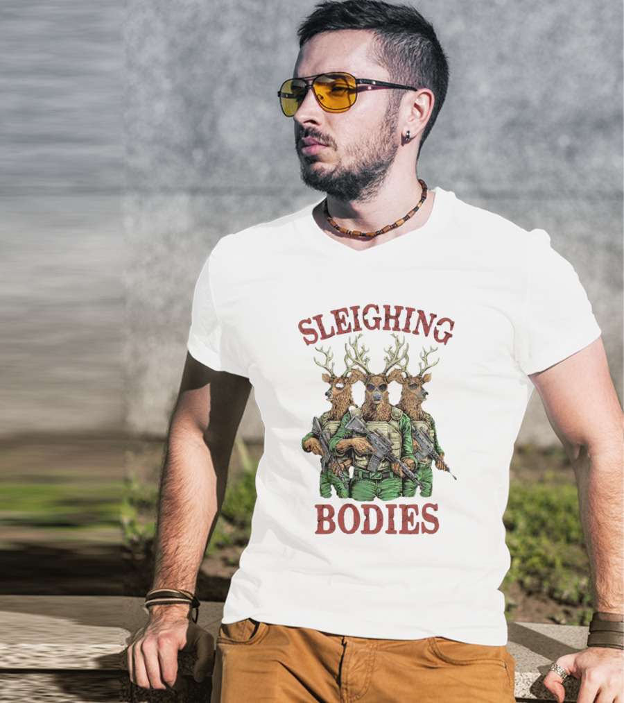 Sleighing Bodies Reindeer Soldiers T-Shirt