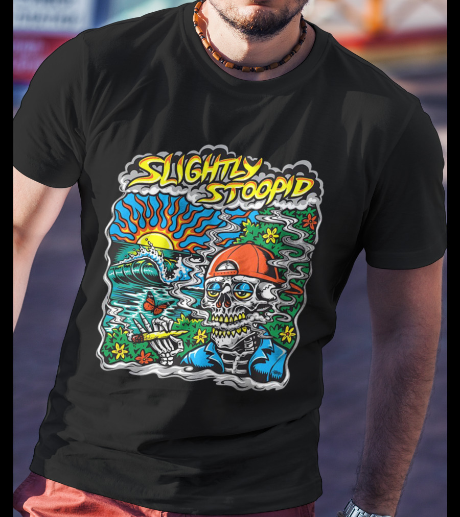 Slightly Stoopid Sun Surf Skeleton Smoke Wake And Bake T-Shirt