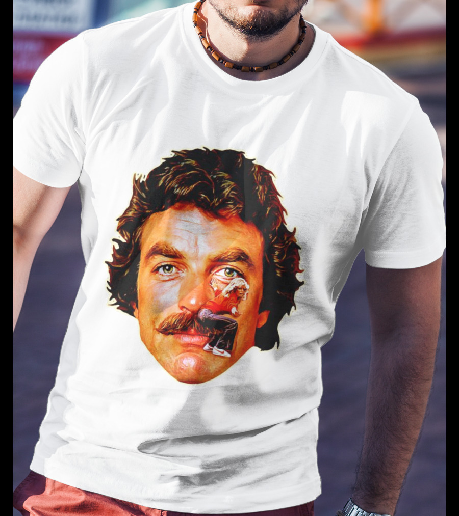 Tom Selleck Mustache Ride Head Portrait With Man T-Shirt