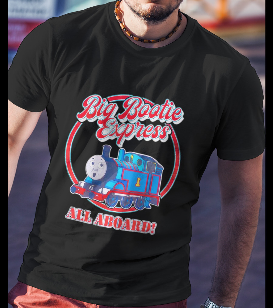 Big Bootie Express All Aboard Train Engine Character T-Shirt