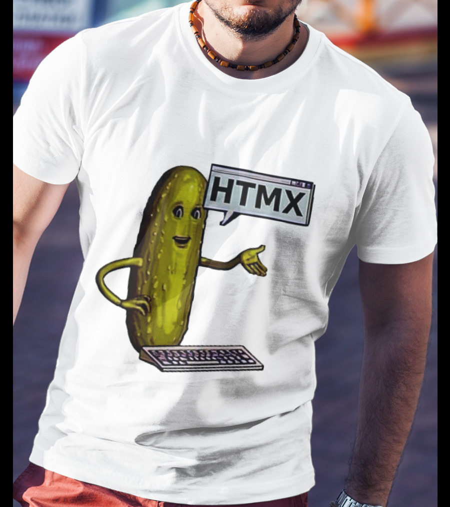 HTMX Keyboard Pickle T-Shirt
