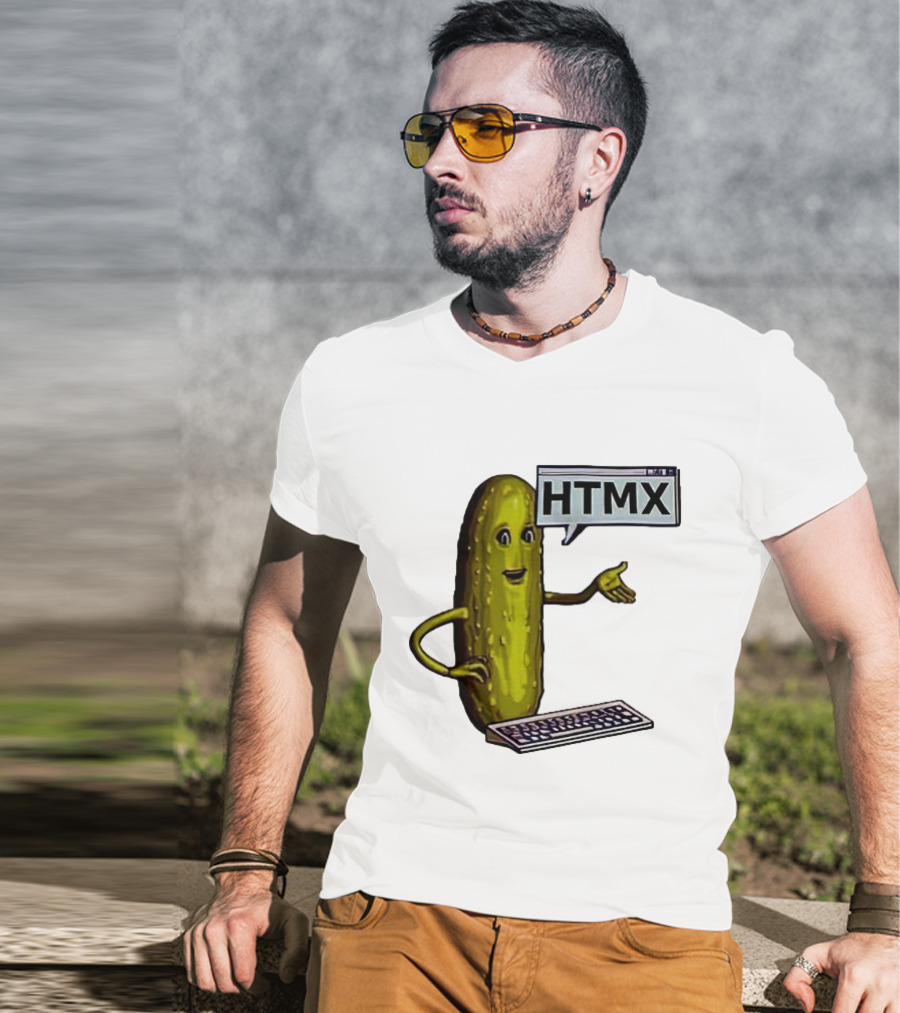 HTMX Keyboard Pickle T-Shirt