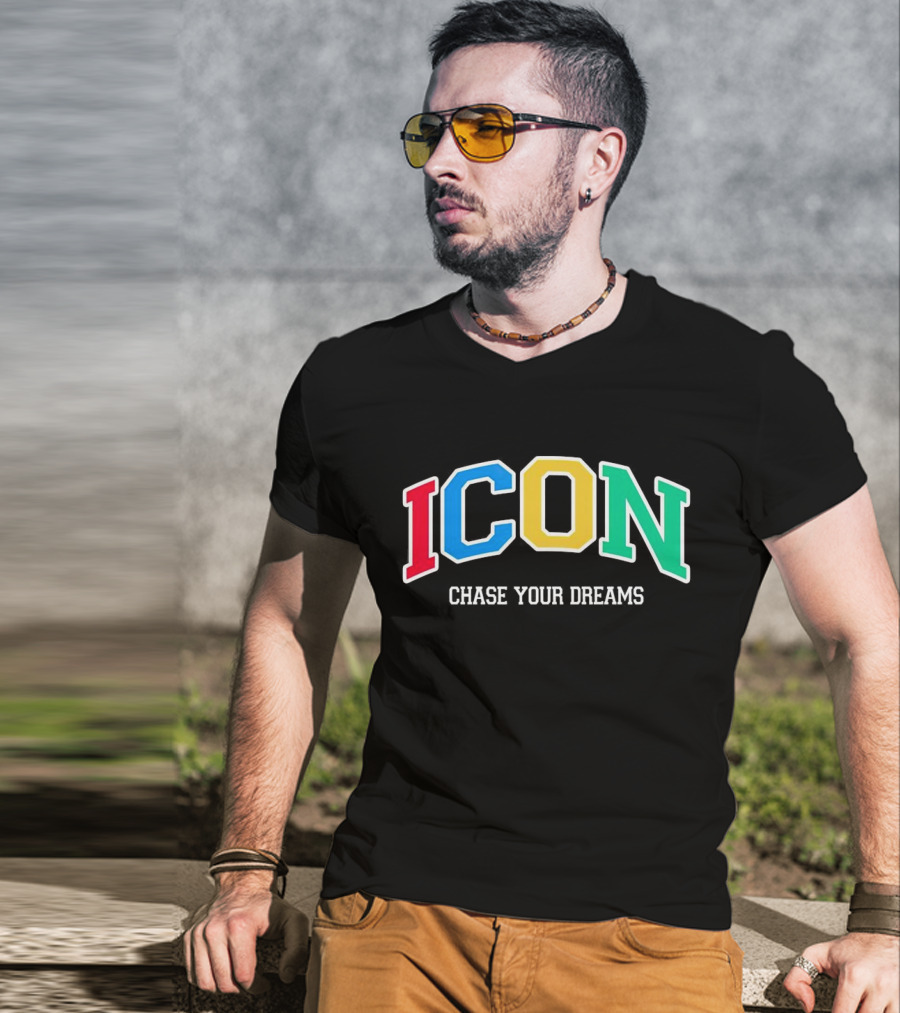 ICON Chase Your Dreams Multicolor Block Letters T-Shirt