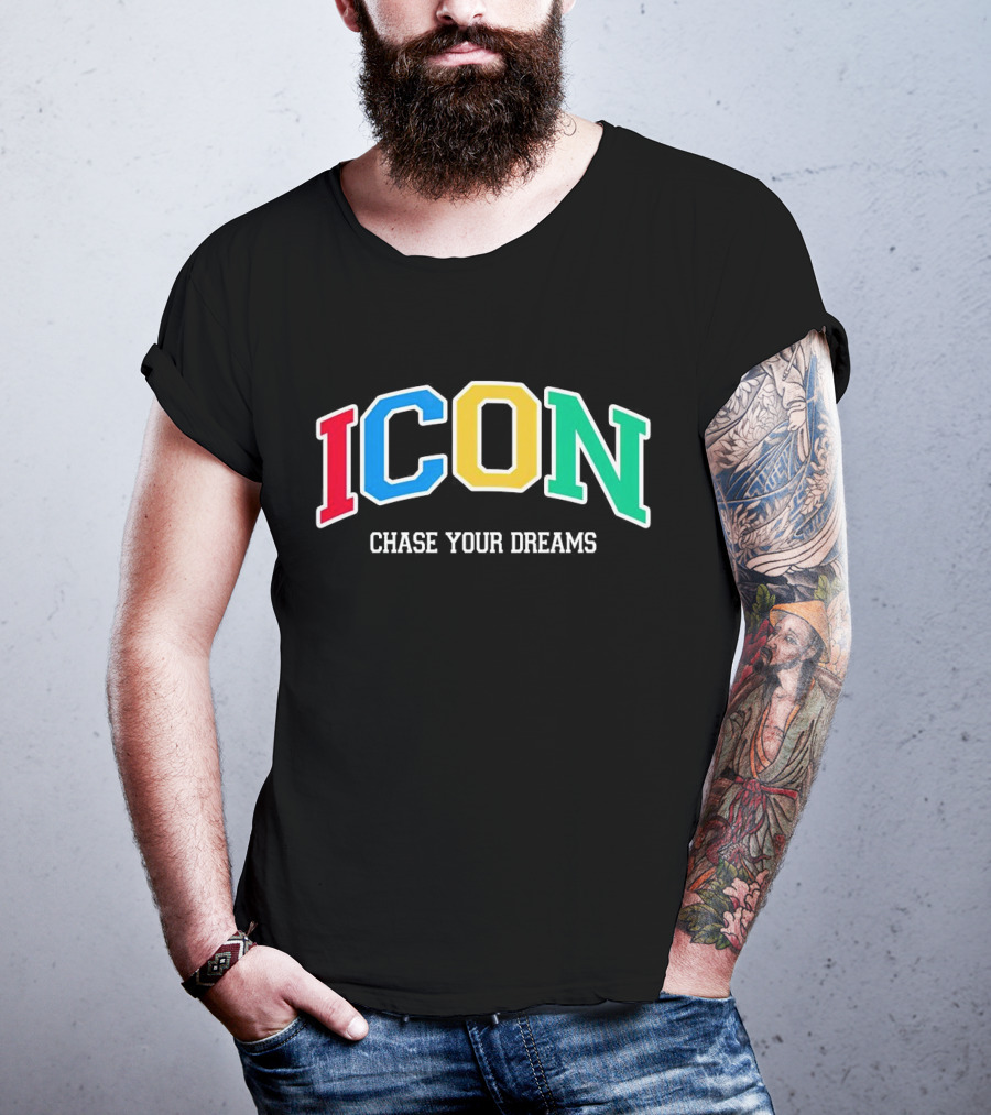 ICON Chase Your Dreams Multicolor Block Letters T-Shirt