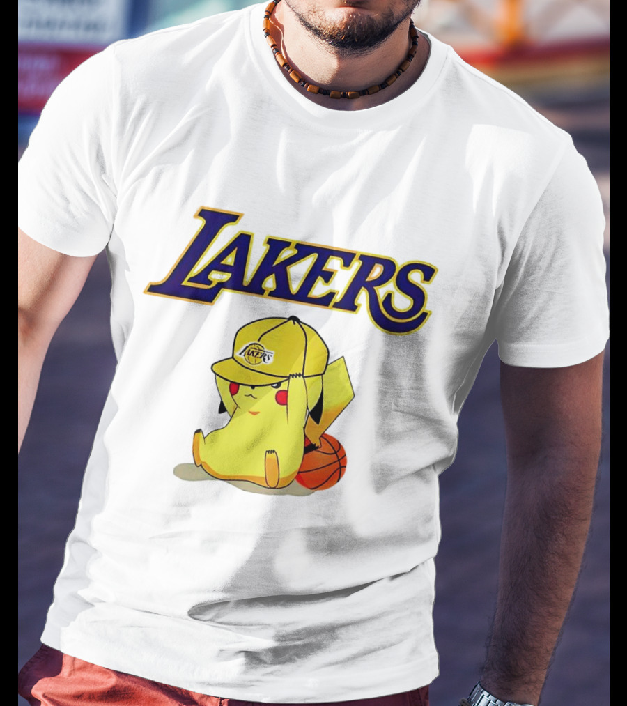 Lakers Pikachu Basketball Hat T-Shirt