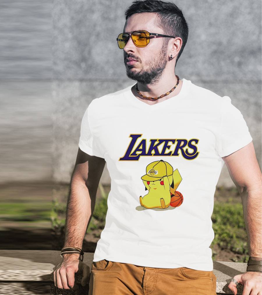 Lakers Pikachu Basketball Hat T-Shirt