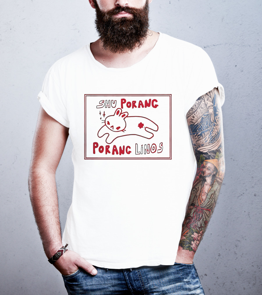 SHU Porang Porang Linos Cat Drawing T-Shirt