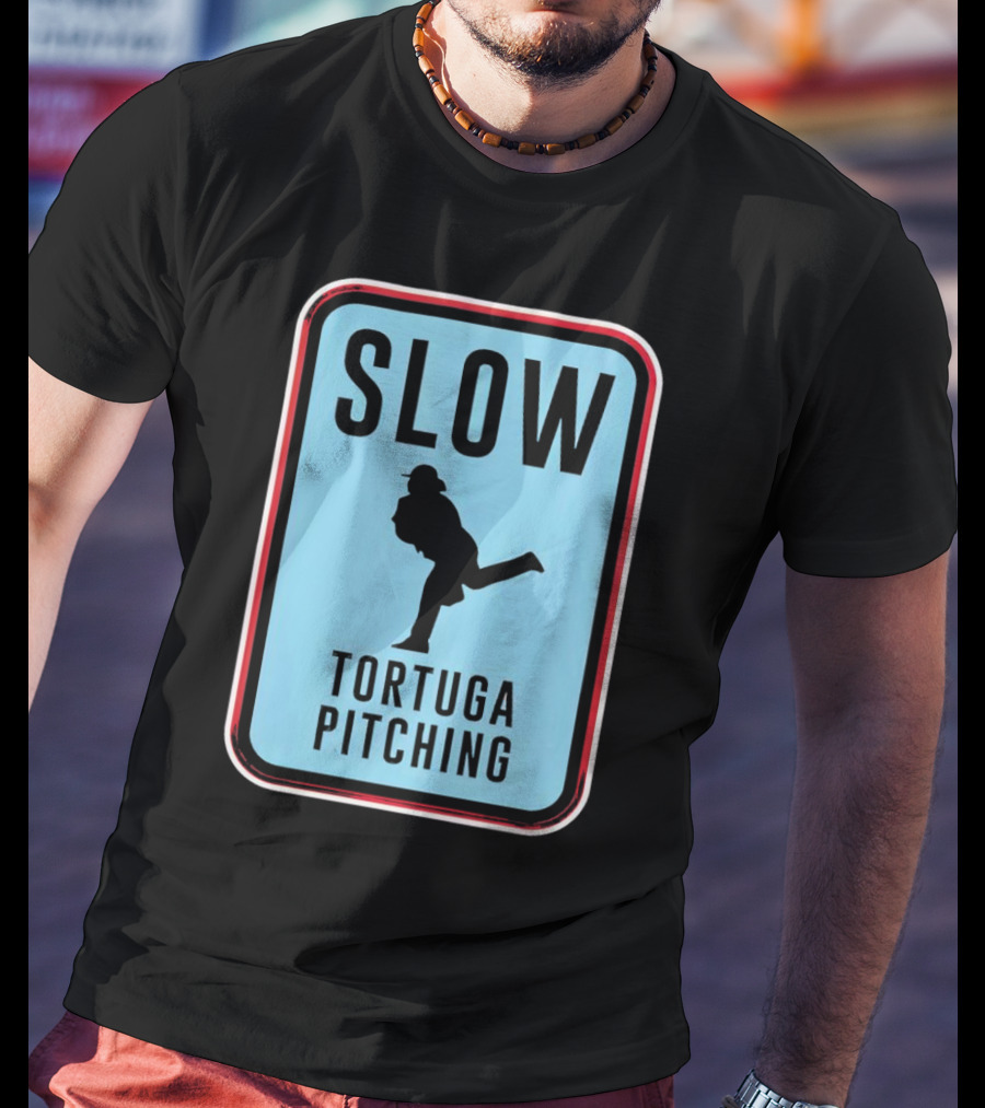 SLOW Tortuga Pitching Sign Baseball T-Shirt