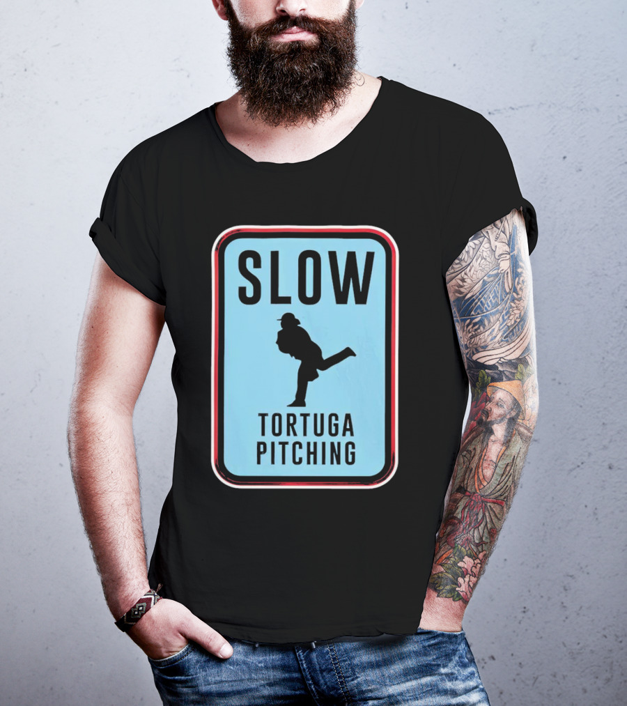 SLOW Tortuga Pitching Sign Baseball T-Shirt