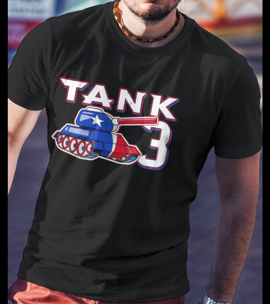 Texas Rangers Tank 3 Patriotic Flag Colors T-Shirt