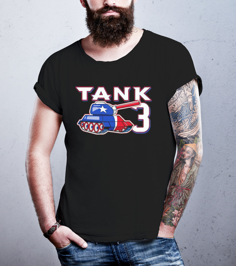 Texas Rangers Tank 3 Patriotic Flag Colors T-Shirt