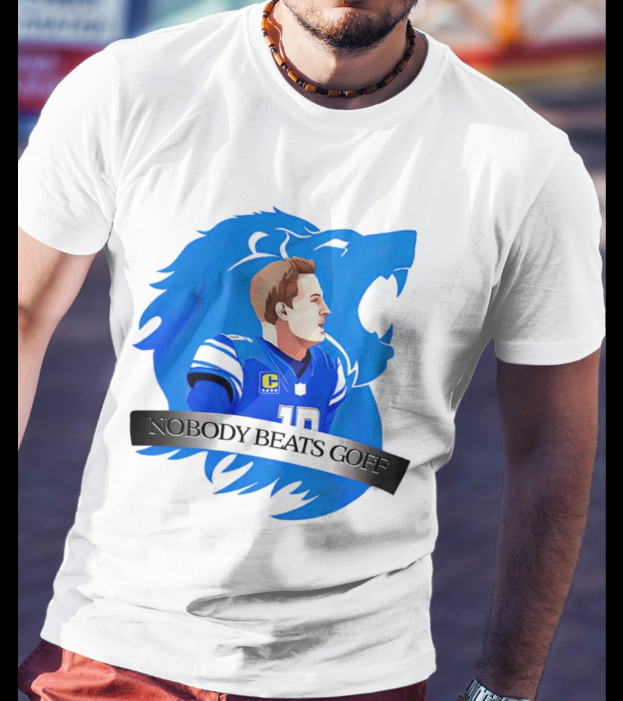 That’s Good Sports Nobody Beats Goff Blue Lion Football Player T-Shirt