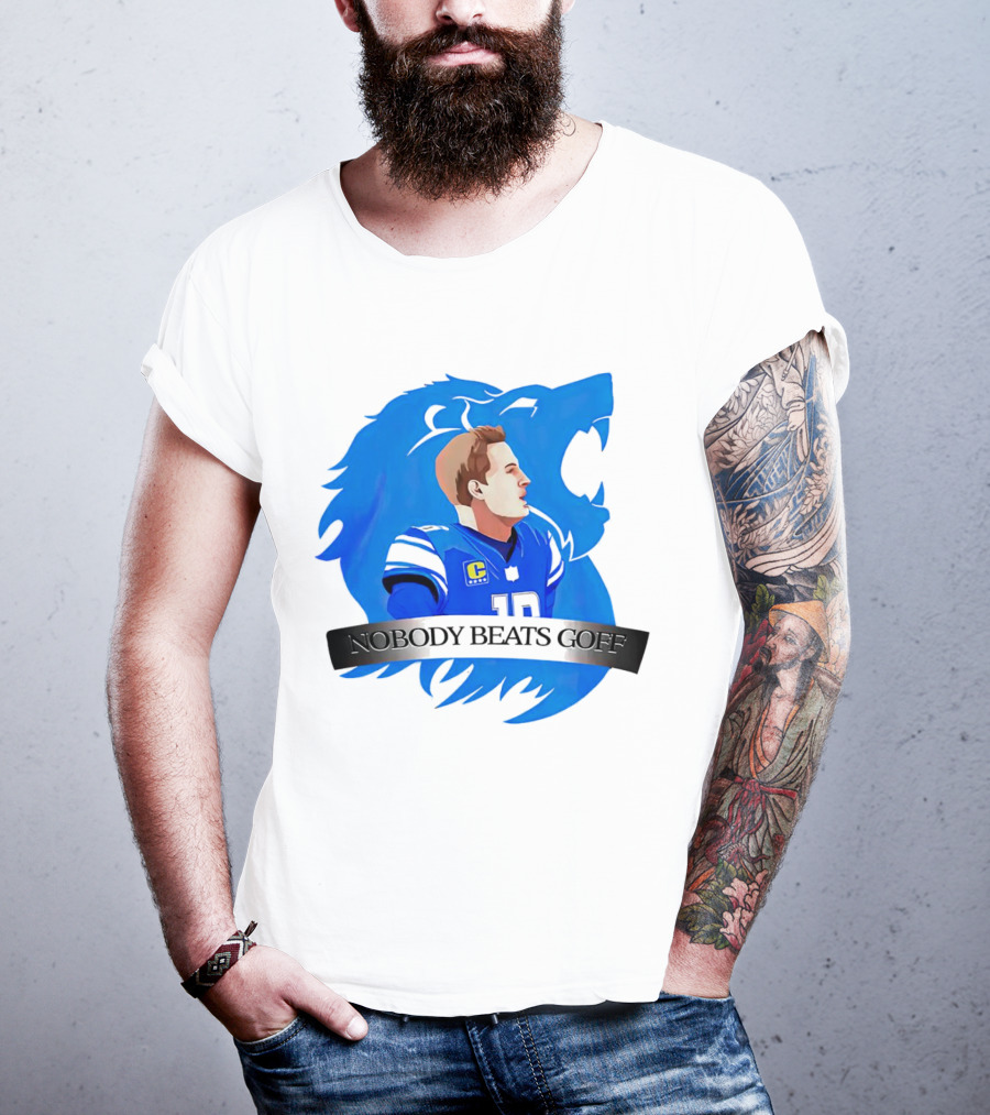 That’s Good Sports Nobody Beats Goff Blue Lion Football Player T-Shirt
