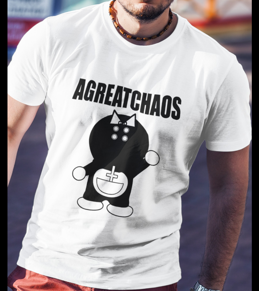 AGREATCHAOS Doraemon Silhouette With Cross T-Shirt