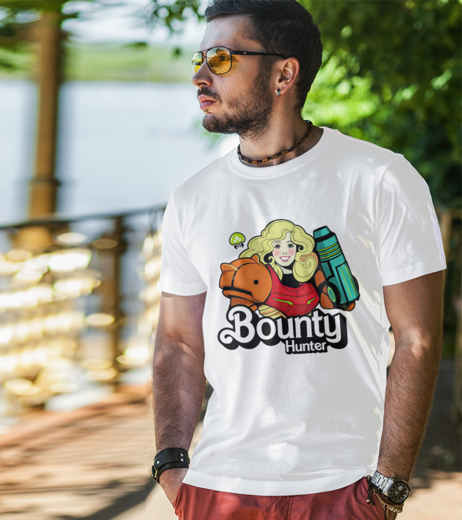 Bounty Hunter Retro Blonde Character With Sci-Fi Armor T-Shirt