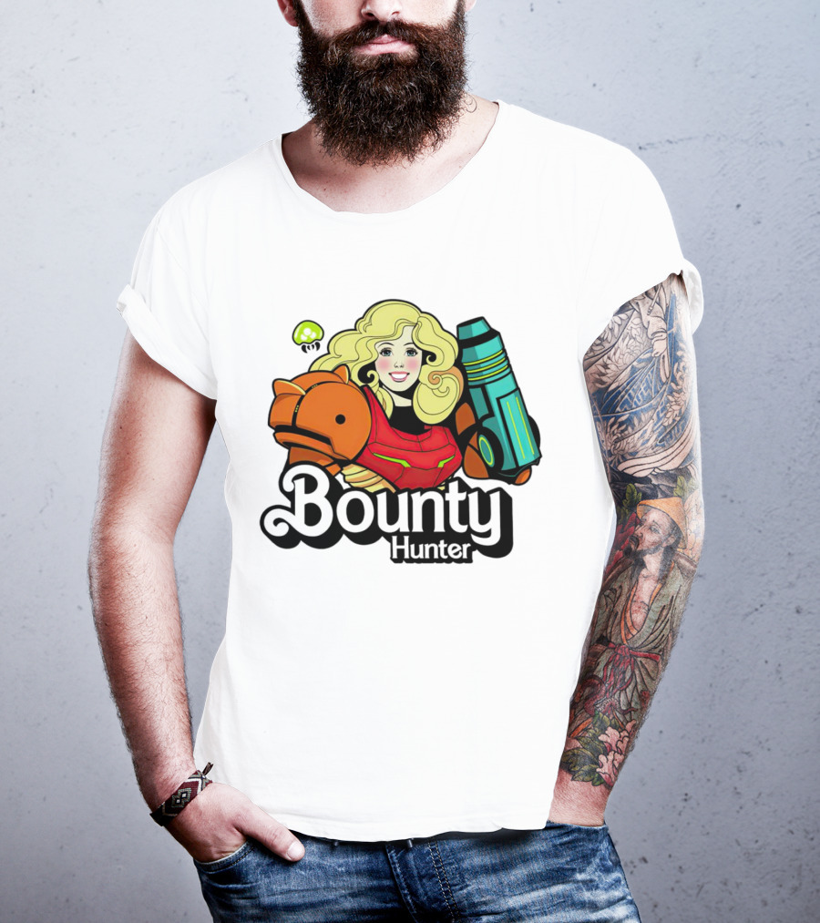 Bounty Hunter Retro Blonde Character With Sci-Fi Armor T-Shirt