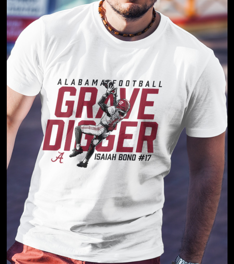 Alabama Football Isaiah Bond #17 Grave Digger Crimson Tide T-Shirt