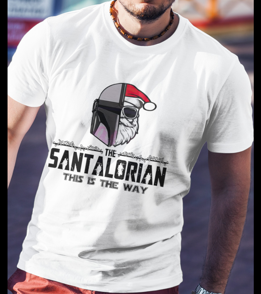 The Santalorian This Is The Way Santa Claus Christmas Helmet Santa Hat T-Shirt