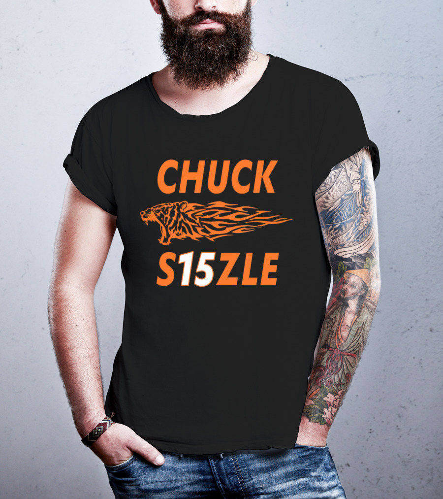CHUCK SIZZLE S15ZLE Tiger Flame Cincinnati Bengals T-Shirt