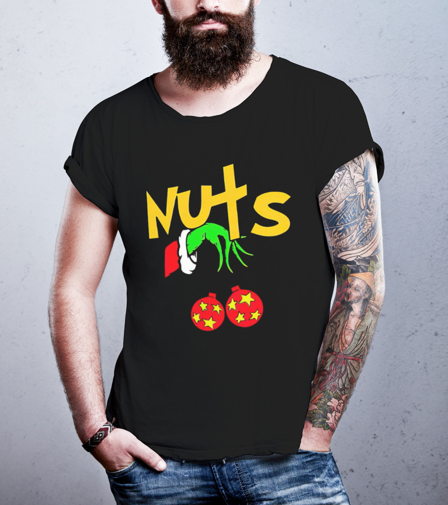 Grinch Nuts Bauble Christmas Santa Hat Holiday Humor T-Shirt