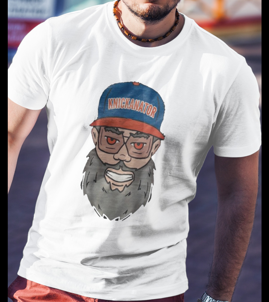 Nickanator New York Knicks Beard Hat Face T-Shirt