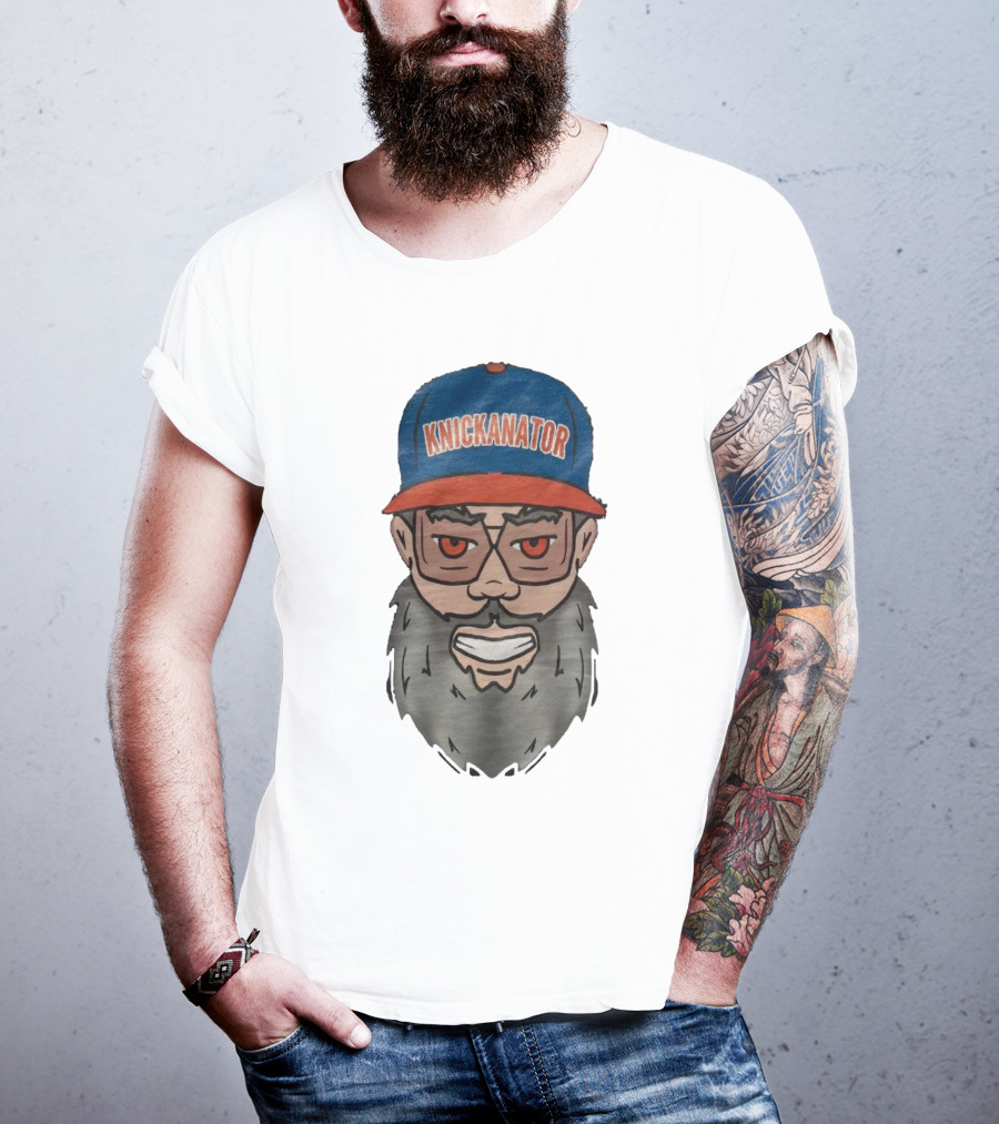 Nickanator New York Knicks Beard Hat Face T-Shirt