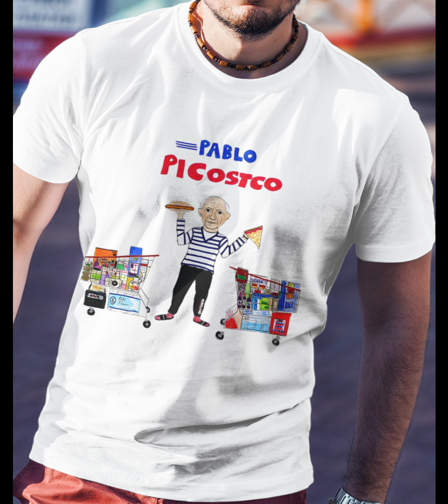 Pablo Picostco Costco Shopping Cart Foodчитывается образ человека с пиццей и бургером T-Shirt
