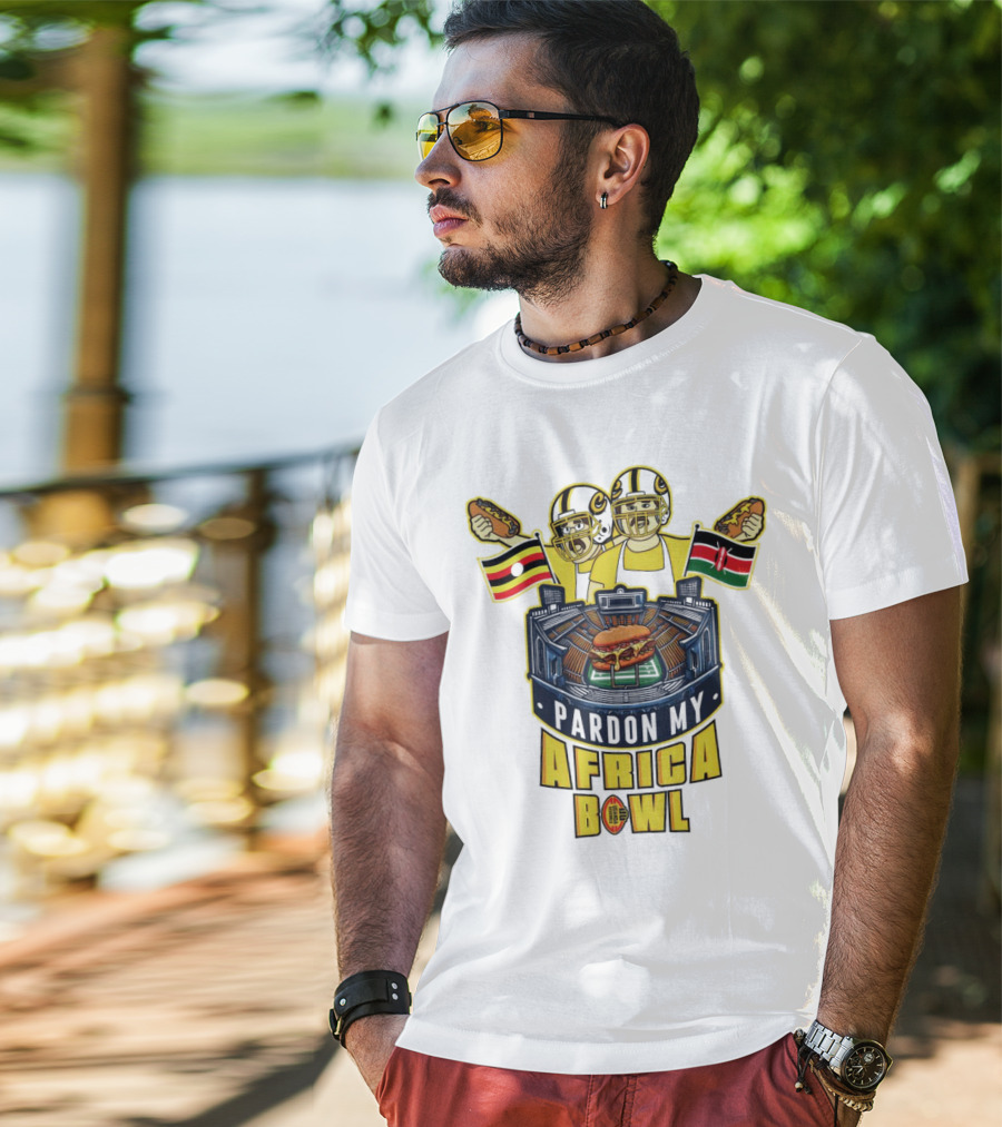 Pardon My Africa Bowl Football Players Burger Stadium Flags T-Shirt