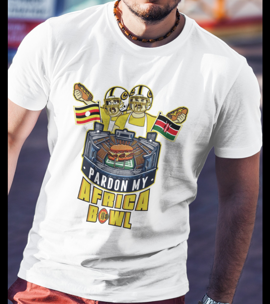 Pardon My Africa Bowl Football Players Burger Stadium Flags T-Shirt