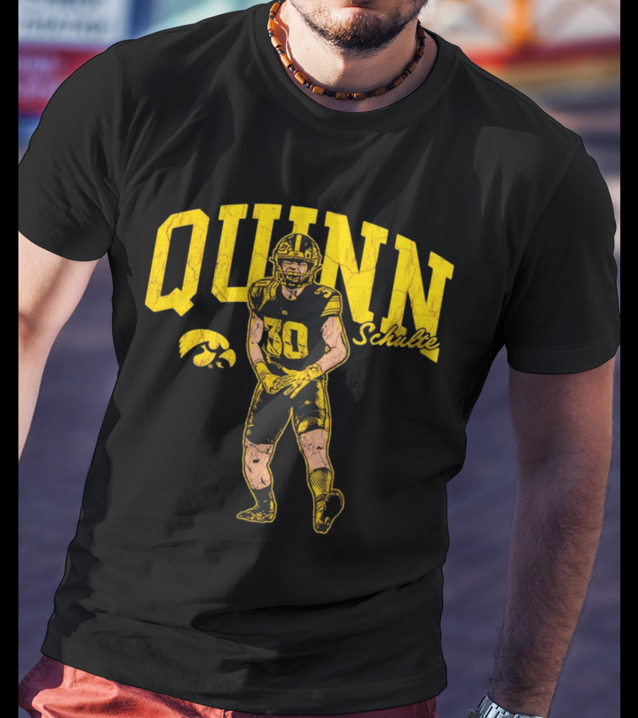 Quinn Schulte Iowa Hawkeyes Football Number 10 Cartoon T-Shirt