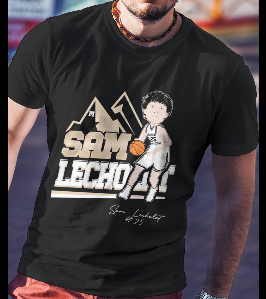 Sam Lecholat Montana State Bobcats Collective #25 Signature Basketball Player M T-Shirt