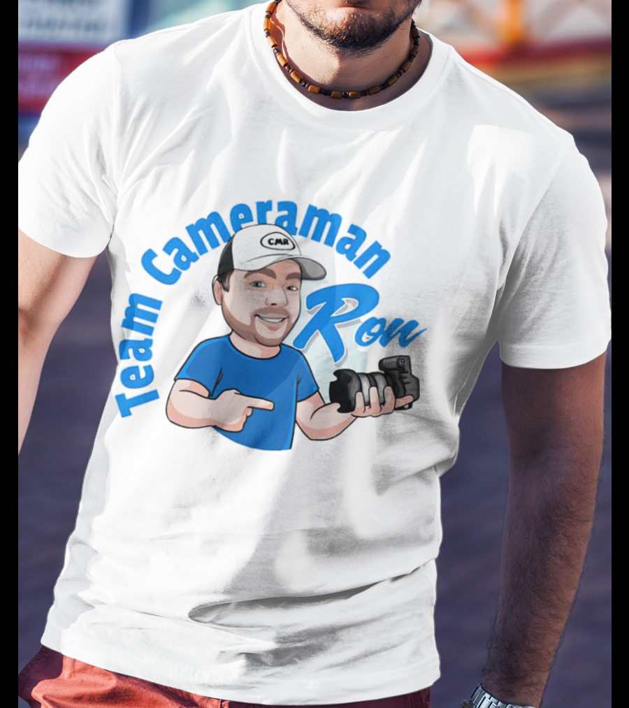 Team Cameraman Ron Cartoon Character Holding Camera T-Shirt