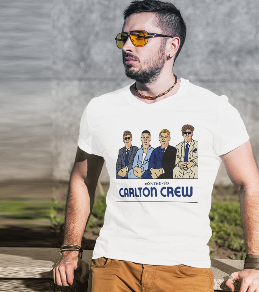 Carlton Crew Cartoon Characters In Suits And Sunglasses T-Shirt