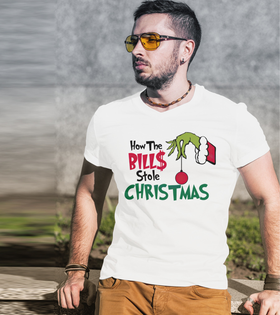 How The Bills Stole Christmas Grinch Hand T-Shirt