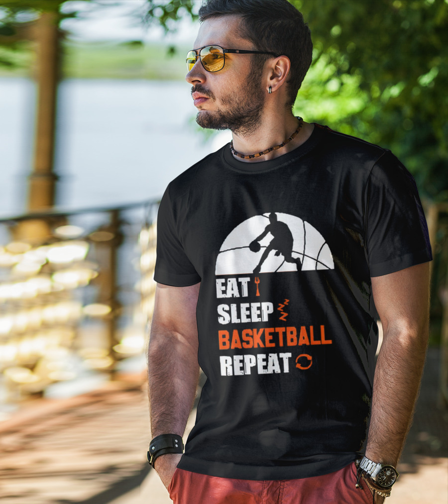 Eat Sleep Basketball Repeat Player Silhouette Ball T-Shirt